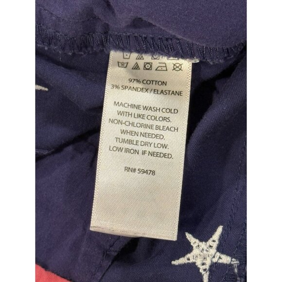 British Khaki Americana Mid Rise Blue Embroidered Stars Shorts Womens size 12 - Picture 7 of 10